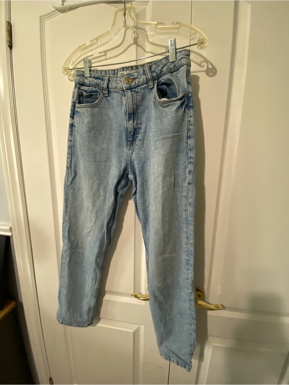 Zara Light Blue High-Waist Straight Jeans